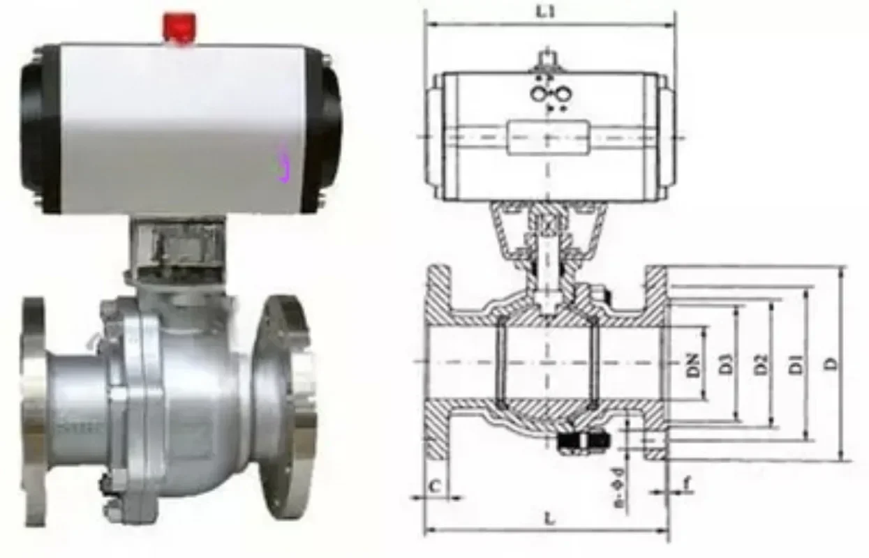 Stainless Steel Pneumatic Ball Valve DN15-DN200