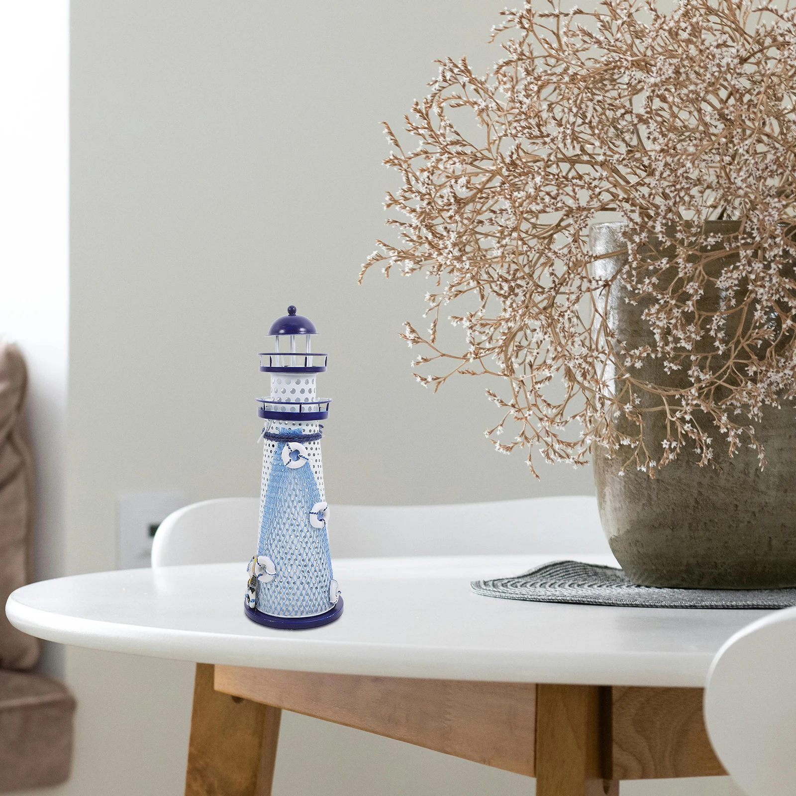 

Iron Lighthouse Holder Nautical Tealight Stand for Tabletop Decor Mediterranean Home Office Desk Accessory