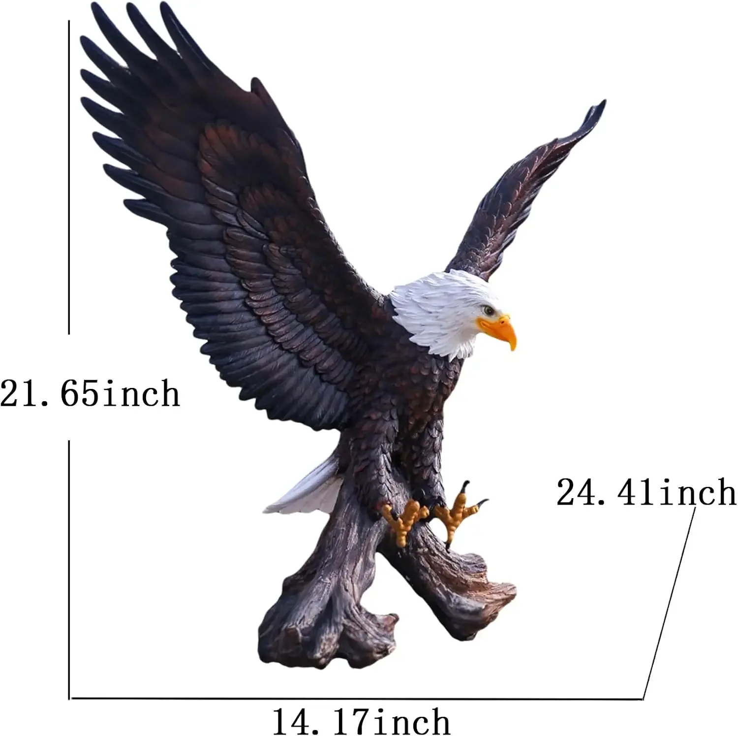 Magnificent Bald Eagle Statue - Durable Resin Outdoor Garden Sculpture & Yard Art Decor for Lawn, Patio, or Living Room – Large