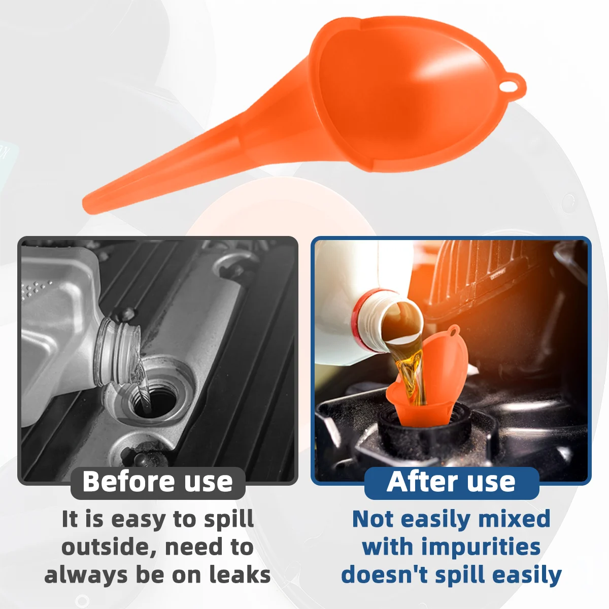 Long Stem Plastic Funnel 1PC 3 Colors Premium Thickened Wear Resistant Portable Auto Engine Fluid Filling Accessories