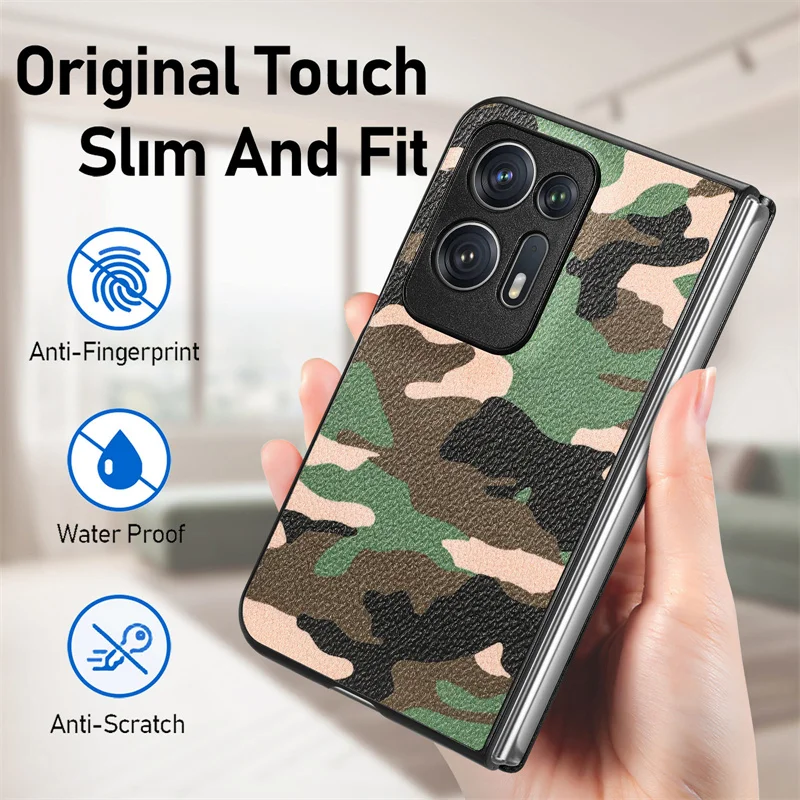 Touch Slim and Fit Colorful Camouflage Phone Case for OPPO Find N2 Anti Fingerprint Folding Shell