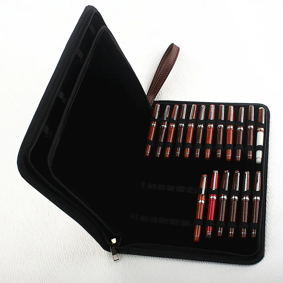 10 24 36 48 Pens PU Leather Waterproof Case Holder Storage Organizer