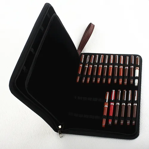 Imagen 1 del producto 10 24 36 48 Bolígrafos Estuche impermeable de cuero PU Organizador de almacenamiento