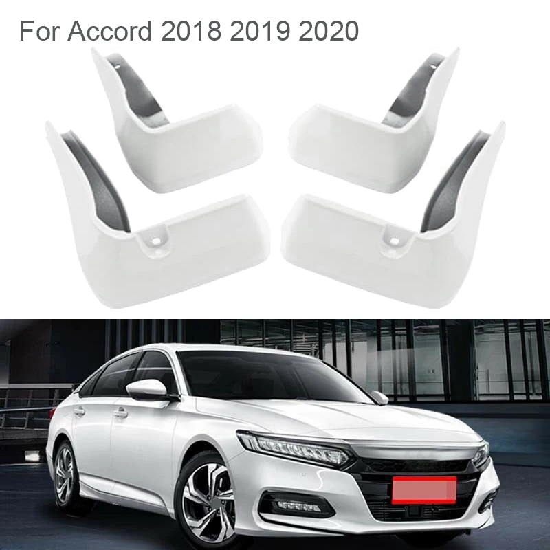 4Pcs Car White Mud Flaps Mudguards Splash Guards Fender For 2018 2019 2020 Honda Accord Sedan 10Th Generation