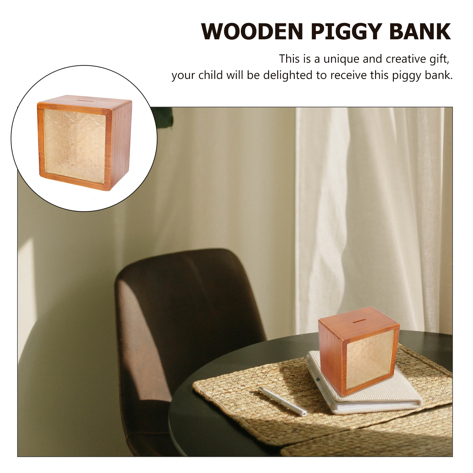 

Creative Solid Wood Piggy Bank For Decorative Desktop Saving Pot Wooden Coin Bank Household Sturdy Money Storage