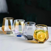 320ml Multi Colored Wine Glasses Hexagonal Diamond Shaped Glass Cup Whiskey Glass Party Personalized Wine Glass Ice Hockey Cup