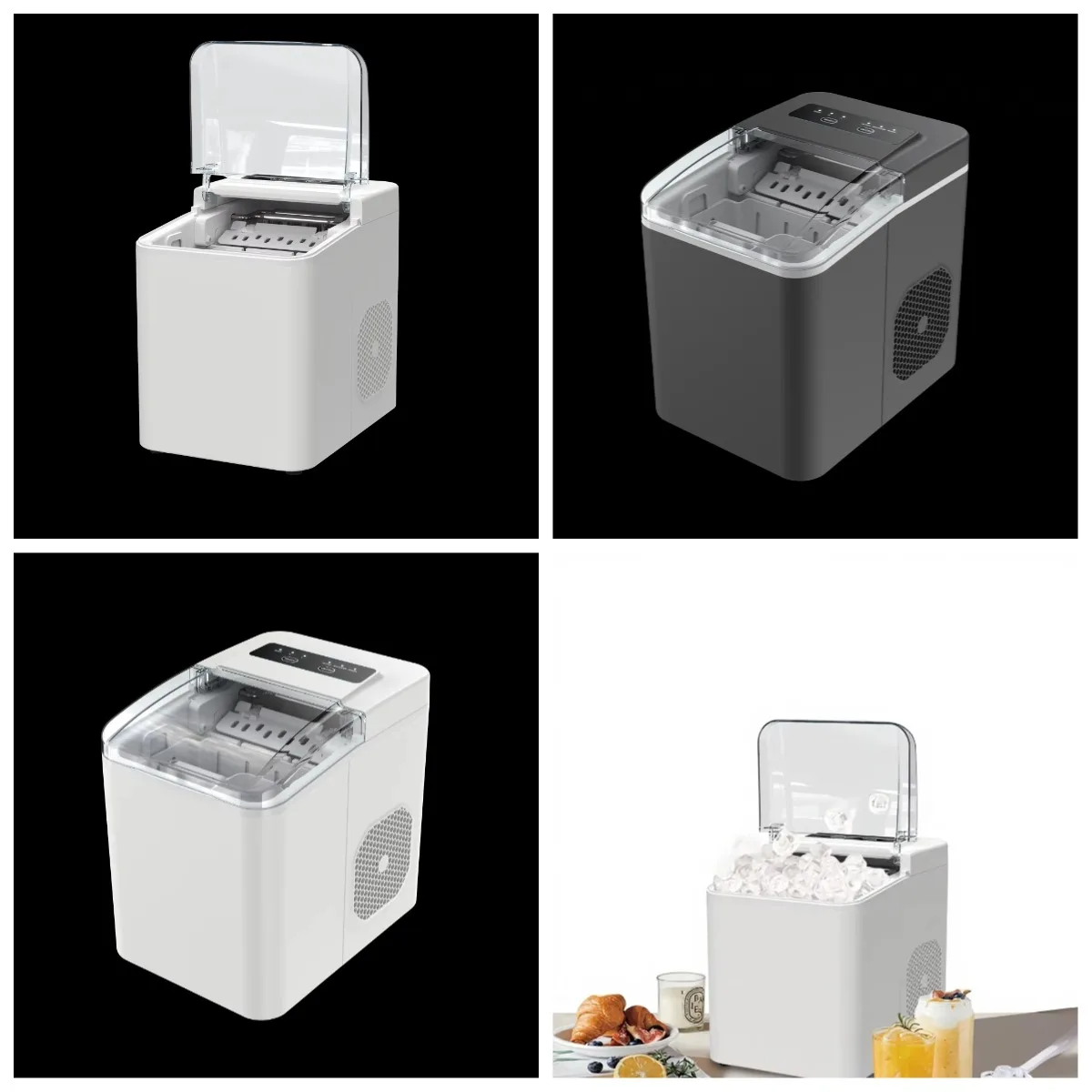 

Family Size Electric Ice Maker Machine 12kg Daily Capacity for Home Outdoor BBQ Holiday Gatherings