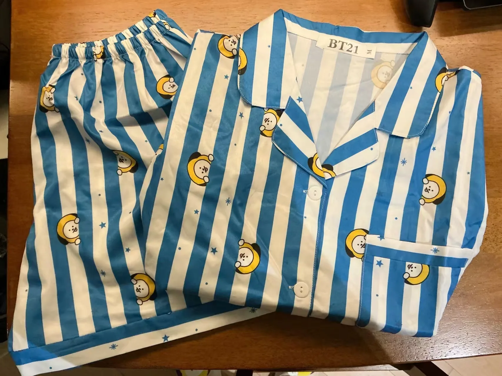 BT21 Unisex Summer Set Short Sleeve T-shirt & Shorts 2 Piece Loungewear Soft Cartoon Sleepwear Holiday Couple Matching Gift - view 2
