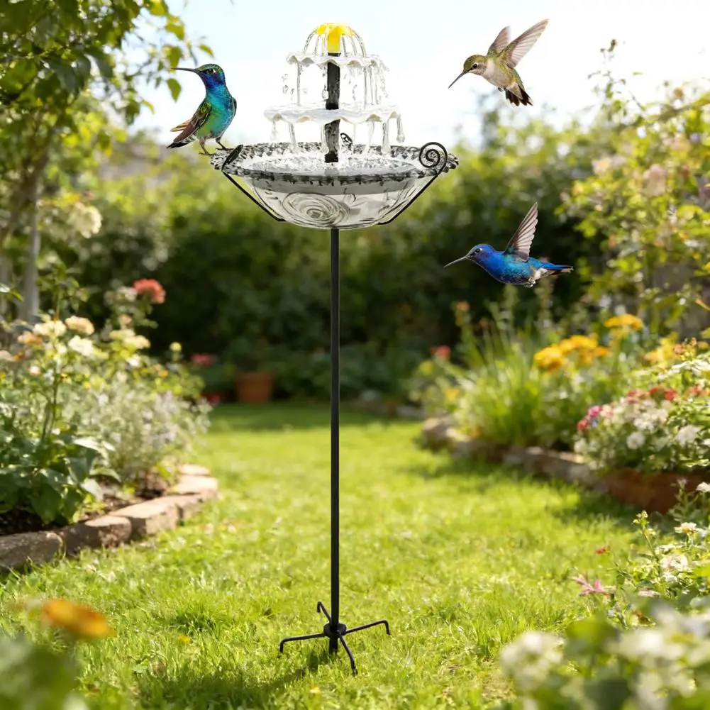 Outdoor Bird Bath Cascading Water Fountain Solar Bird Bath Fountain 3-tier Cascading Water Feature Outdoor Hanging Hummingbird