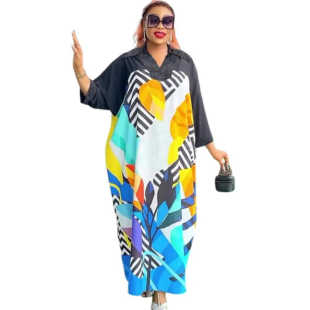 

2024 African Dresses for Women Traditional Africa Clothing Dashiki Ankara Outfits Gown Abayas Robe Muslim Kaftan Maxi Long Dress