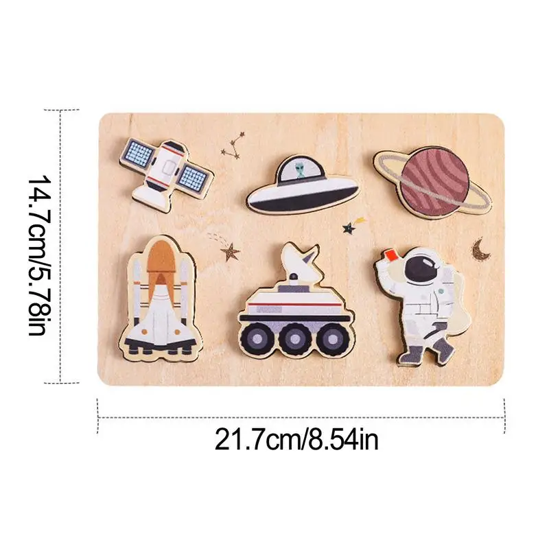 ไม้ชุดปริศนาสัตว์รูปแบบปริศนาจับคู่เกมตลกนักบินอวกาศฝังปริศนาการเรียนรู้ของเล่นสําหรับชายและหญิง