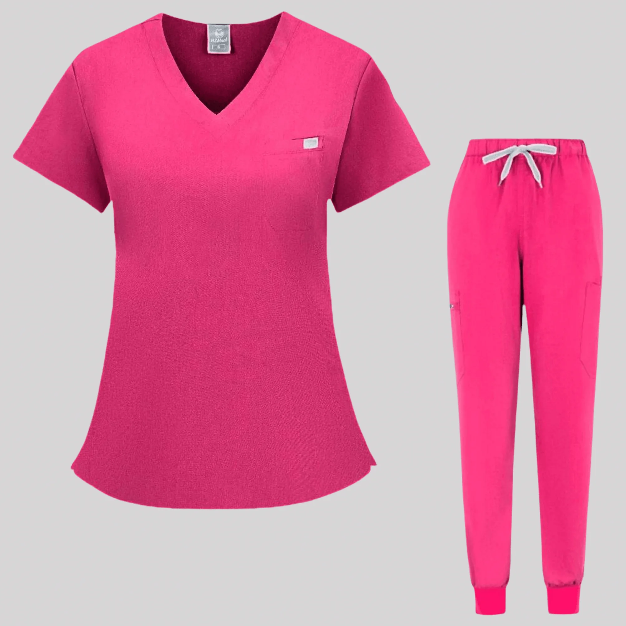 Mulheres Multicolor Enfermagem Scrubs Conjunto, Uniformes de Enfermeira, Manga Curta V-Neck Top, Calças Retas, Pet Doctor Medical Workwear, Novo