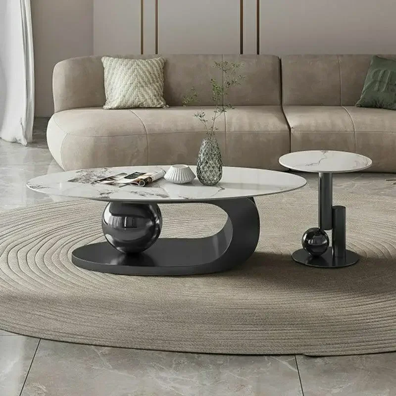 

Rock Plate Light Luxury Tea Table Modern and Simple Household Small Unit Italian Style Living Room Designer Oval Tea Table New S