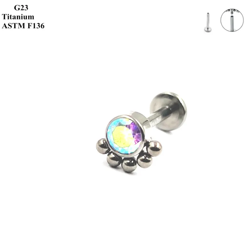 G23 Titanium Fashion Earrings Inlaid With Exquisite Zircon And Opal Classic Women\'s Earpiece Ear Cartilage Nail Piercing Jewelry
