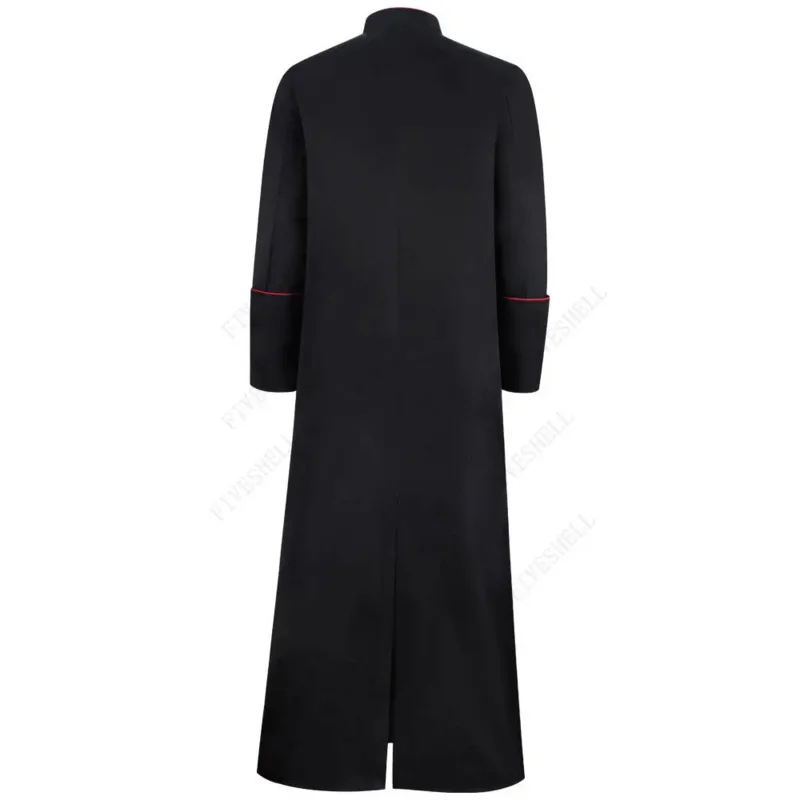 Church Priest Trench Jacket Cassock Clergy Robe Preacher Men Liturgical purity Stand Collar Single Breasted Clerical uniform