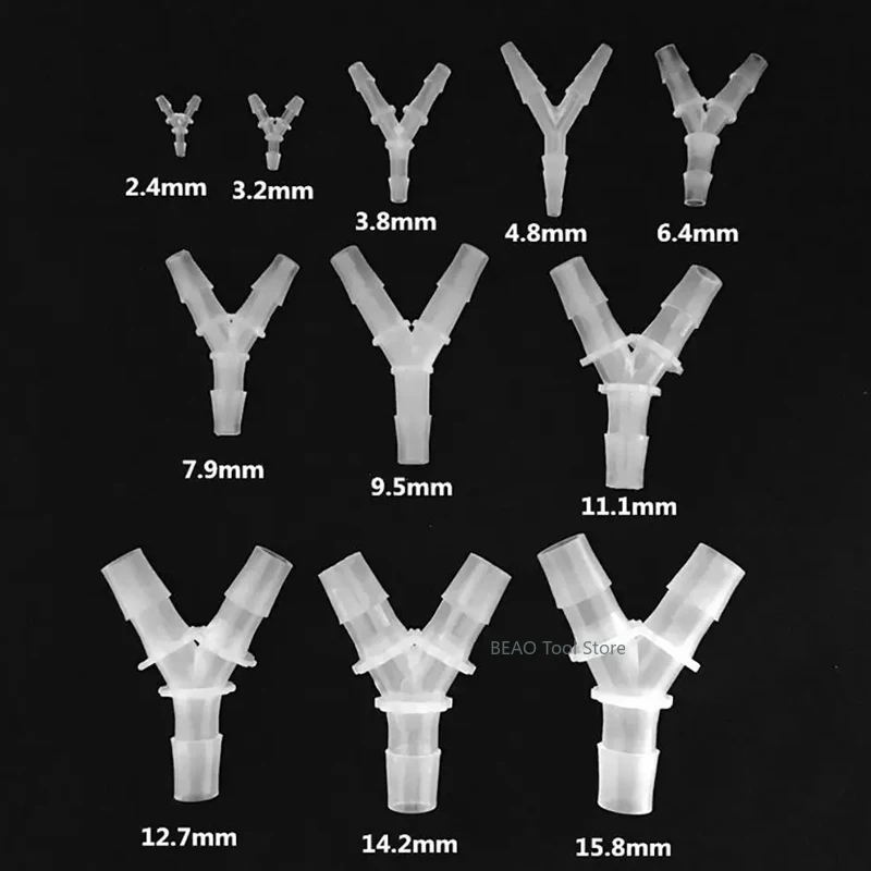 2.4mm~15.8mm Y-shaped Plastic connector three-way Water Flow Splitter Quick joint connector