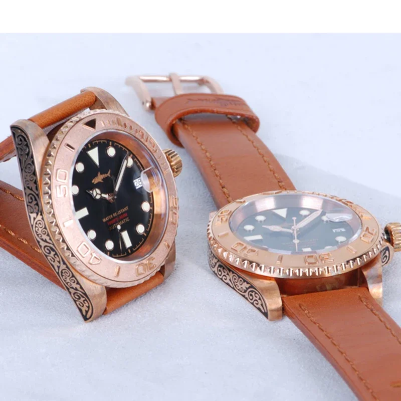 HEIMDALLR Wristwatch vintage bronze diving watch NH36 sapphire waterproof men\'s left handed watch low price and free shipping