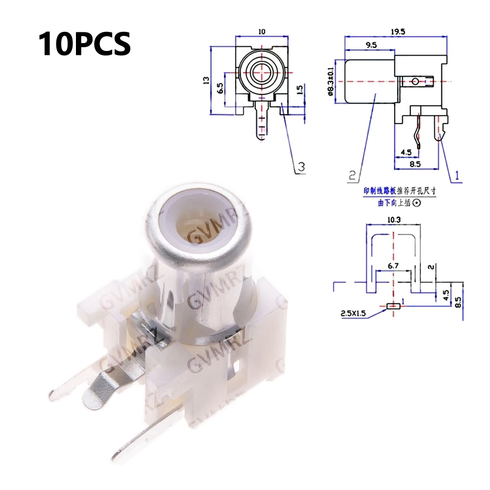 RCA-213/413 PCB Audio Jack, 3-Pin Female RCA Connector, Red/White/Yellow AV Socket for Amplifier Integrated circuit
