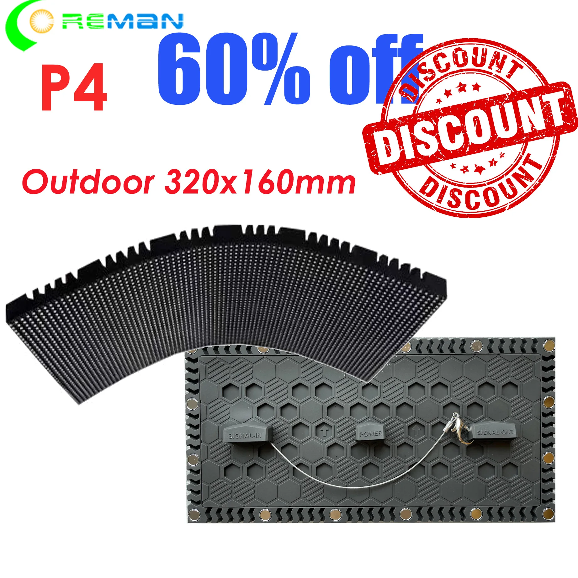 60% Discount outdoor P4 flexible led module 320x160mm high refresh rate 3840Hz PWM chip FM6373 for diy led sign