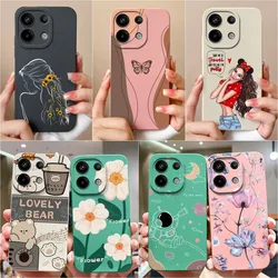 Case For Xiaomi Redmi Note 13 Pro 13Pro 4G Butterfly Cover Flower Matte Liquid Silicone Screen Protector For Redmi Note13 Fundas