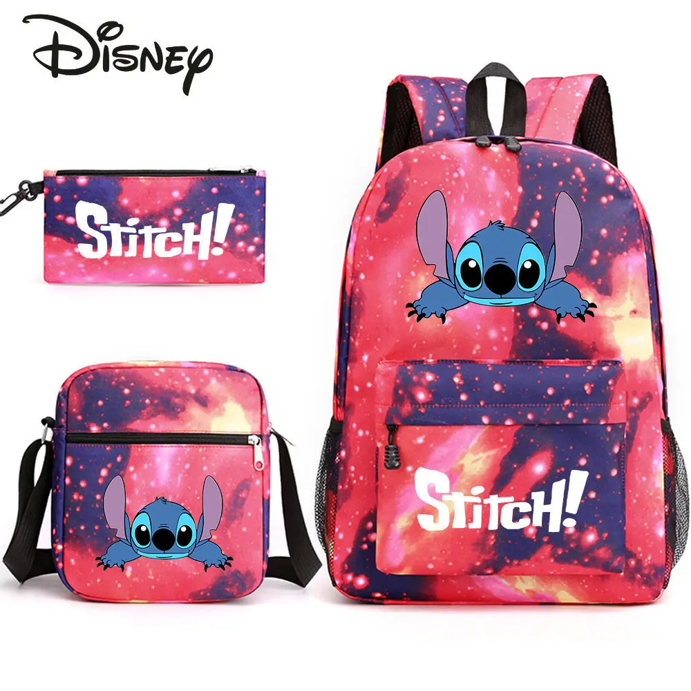 Disney Stitzer Three-piece Student School Bag Fashion Large Capacity Men's Backpack Multi-functional Storage Travel Backpack