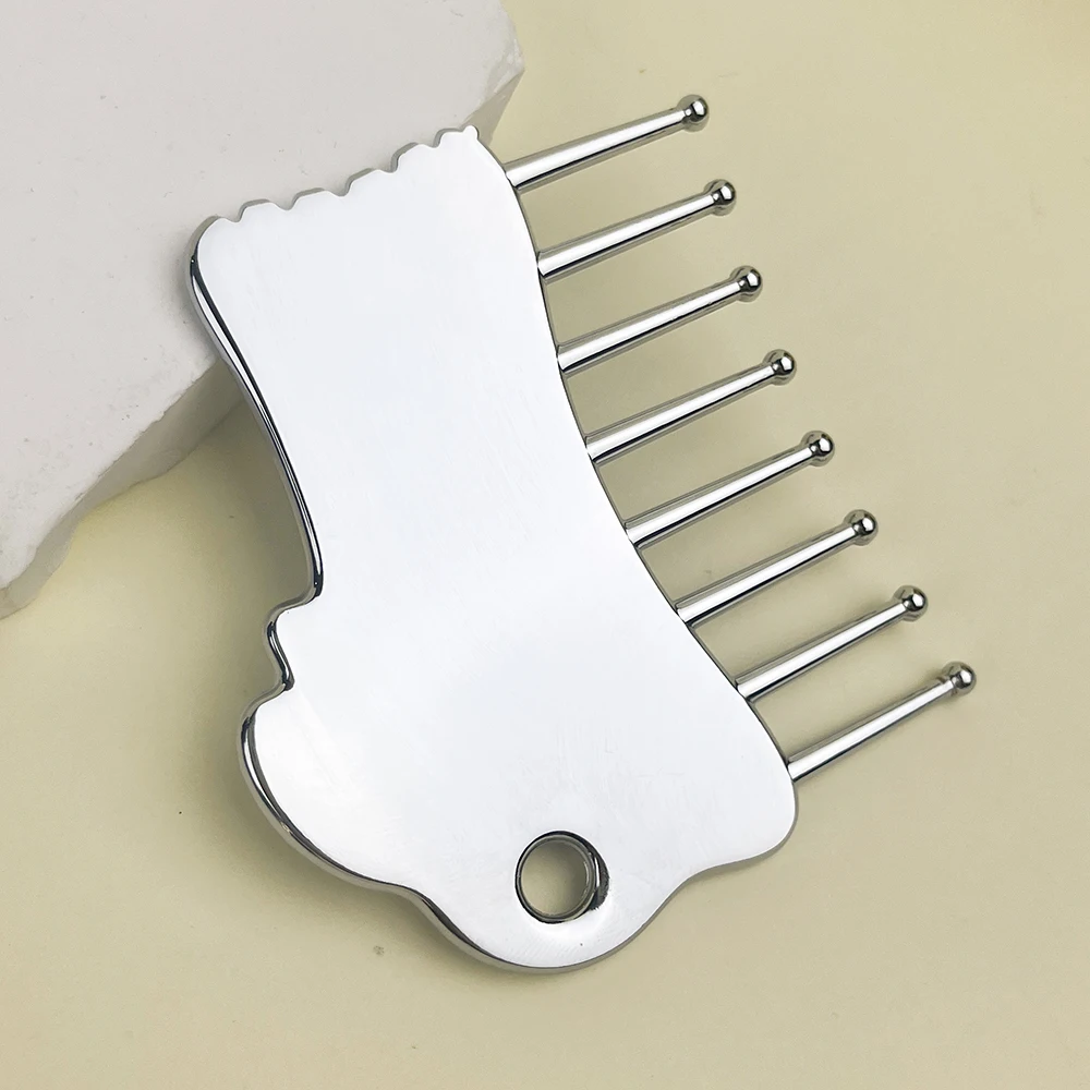 

1 шт. металлическая массажная расческа для головы — инструмент для массажа акупунктурных точек в форме кролика — портативная и практичная — массажная расческа для акупунктурных точек