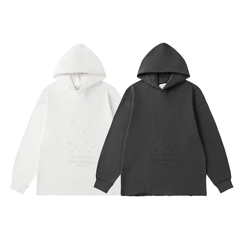 Maison Margiela Embroidered Letter Numbered Simple Couple Hooded Sweatshirt For Men Women Autumn/winter Casual Loose Fit