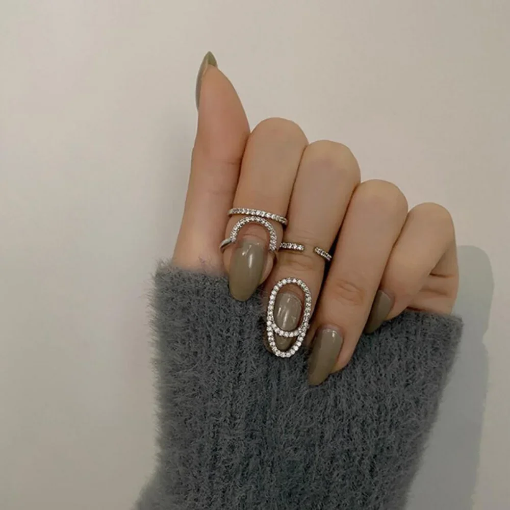 Fashion Jewelry Gothic Metal Line Thin Nail Bling Rings for Women Girls Daily Fingertip Protective Cover Accessories Gold Silver