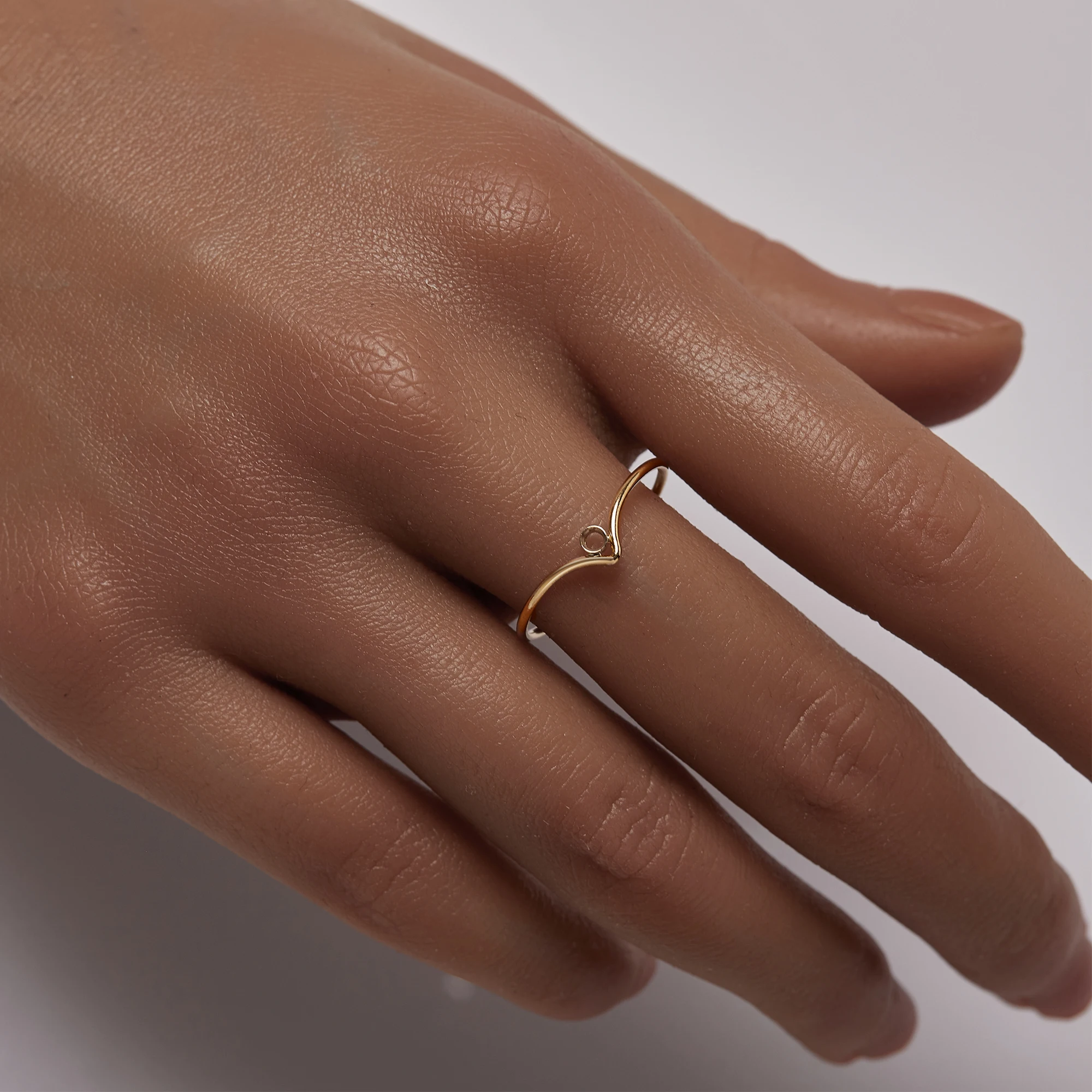 1PCS 1MM Wire V Shape Ring With 2MM Round Stone Settings,14K Gold Filled Ring,Minimalist Ring,Gold Filled Stackable Ring 1294740