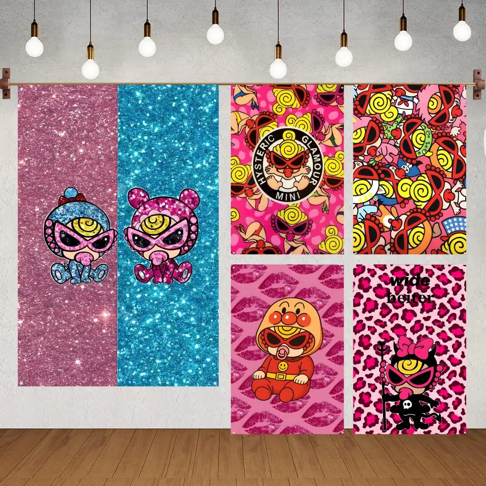 Brand Fashion Hysteric Mini Flags for indoor decoration with no edging and four corner rings for easy hanging