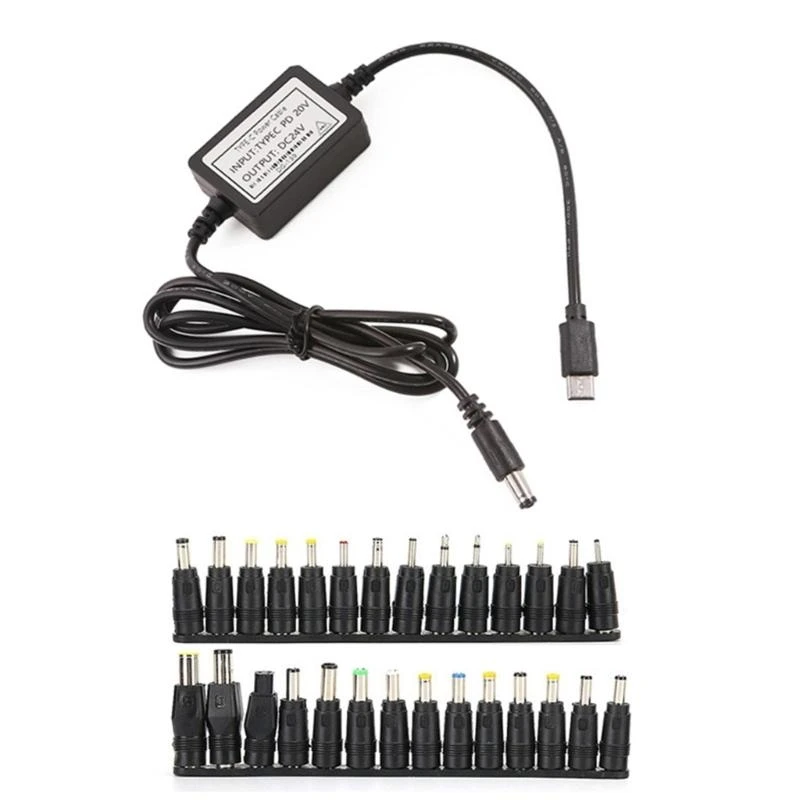 Conectores variedad cable alimentación tipo C DC24V PD20V 24V para altavoces ventilador mini enrutador y más