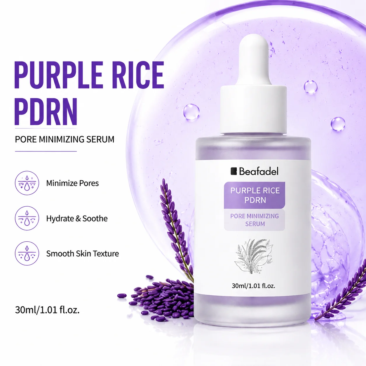 Purple Rice PDRN Serum Skin Reduction Intense Moisturizing Firming Elasticity Boost Multi Action Face Care