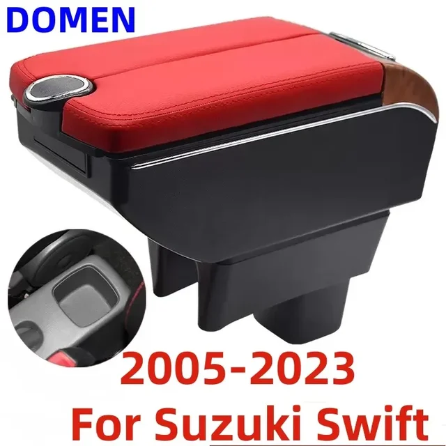 Nowy dla Suzuki Swift Double open podłokietnik ze schowkiem oryginalne fabryczne dedykowany pudełko do środkowego podłokietnika podłokietnik ze schowkiem części modyfikacyjne ładowania USB