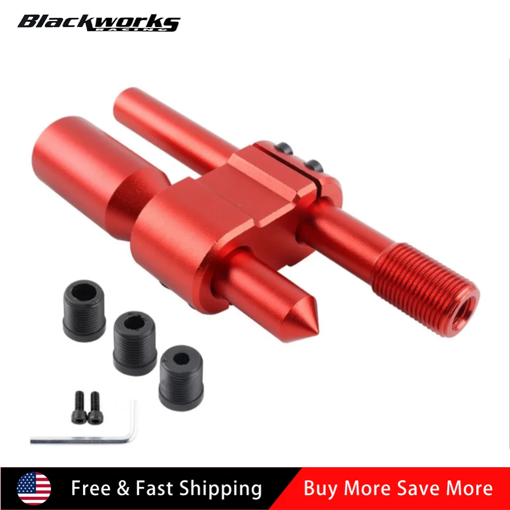 H Type Shift Knob Extension Adjustable Extender Gear Shifter + 3pcs M8 M10 M12 Adapter + Wrench Red
