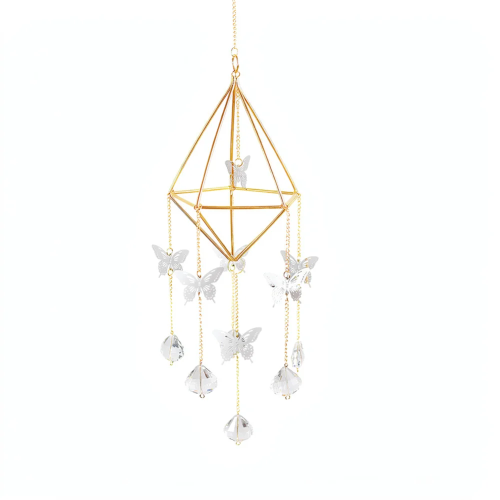 Elegant Crystal Wind Chime Hanging Ornament Glass Prism Sun Catcher Light Reflective Gift For Home Garden Room Window Decor