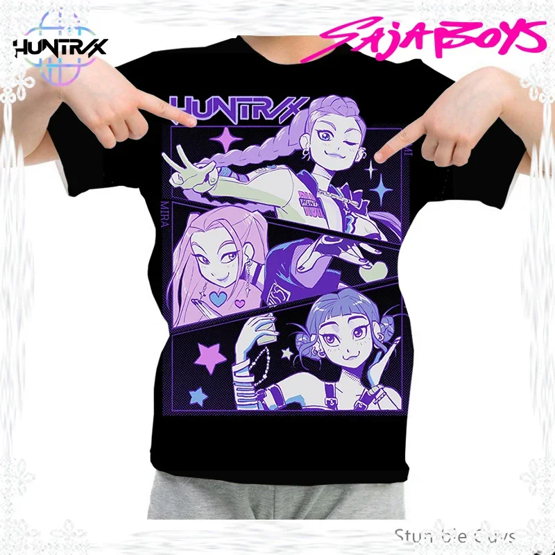 

Casual Fashion Boys Girls Kids Kpop Demon Hunters 3D Cartton Short Sleeve Summer T-Shirt Anime Clothes