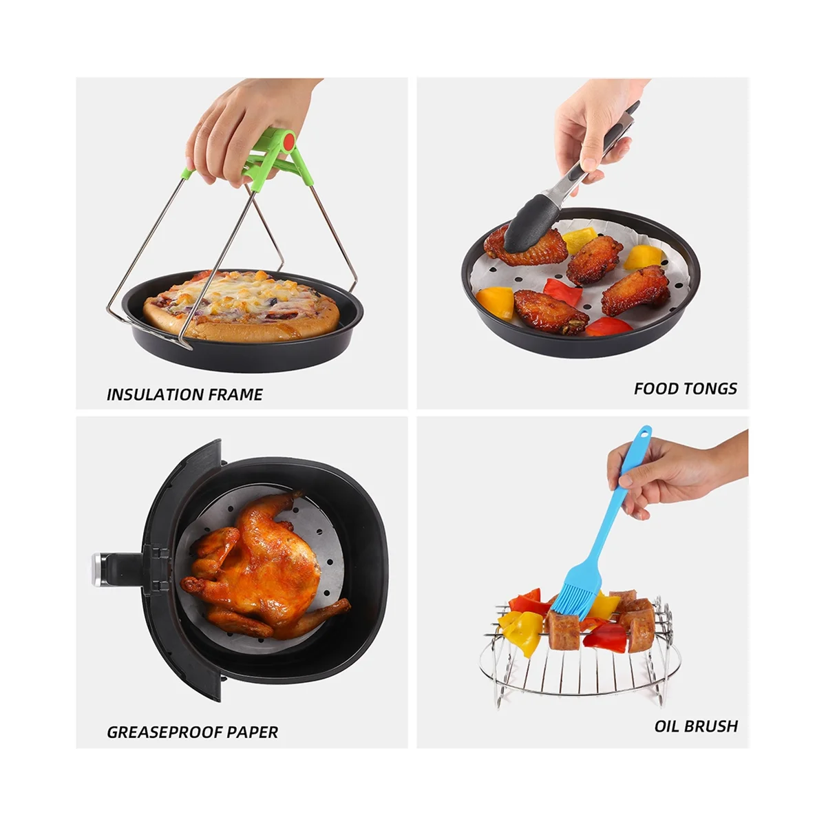 Friteuse électrique en acier inoxydable, accessoires de cuisson à la vapeur T1, 7 pouces, 3,2 QT, 5 pièces