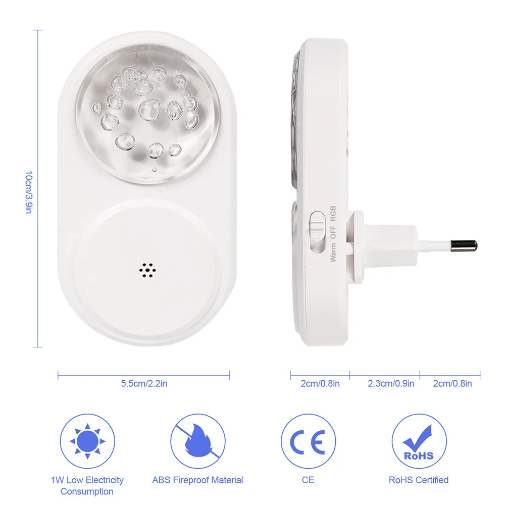

2pcs Led Night Light Plug In With Dusk To Dawn Sensor Auto On Off For Home Security Warm Light Decor Room Wall Socket