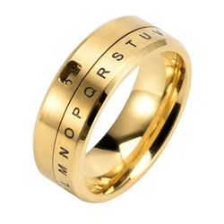 European And American Titanium Steel Rotatable Digital Men's And Women's Rings Letter Rings Design Jewelry