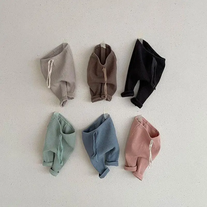 2026 Spring New Baby Cotton Leggings Infant Girl Solid Ribbed Trousers Toddler Elastic Pants Baby Boy Casual Leggings