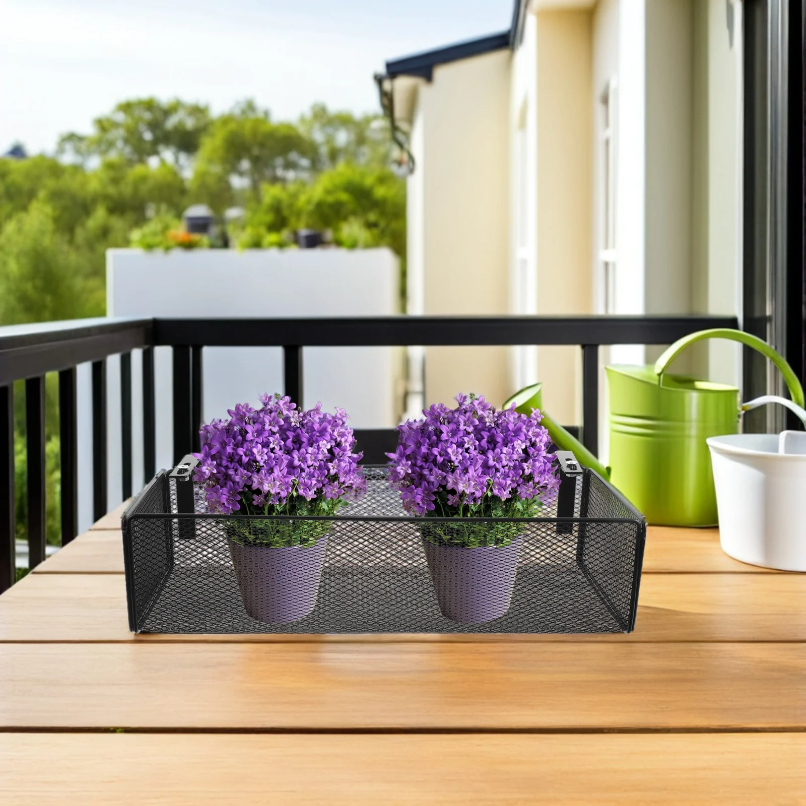 

1pcs Hanging Flower Pot Rack Balcony Railing Space-Saving Metal Plant Stand Durable Iron Rack for Small Balcony Garden Decor