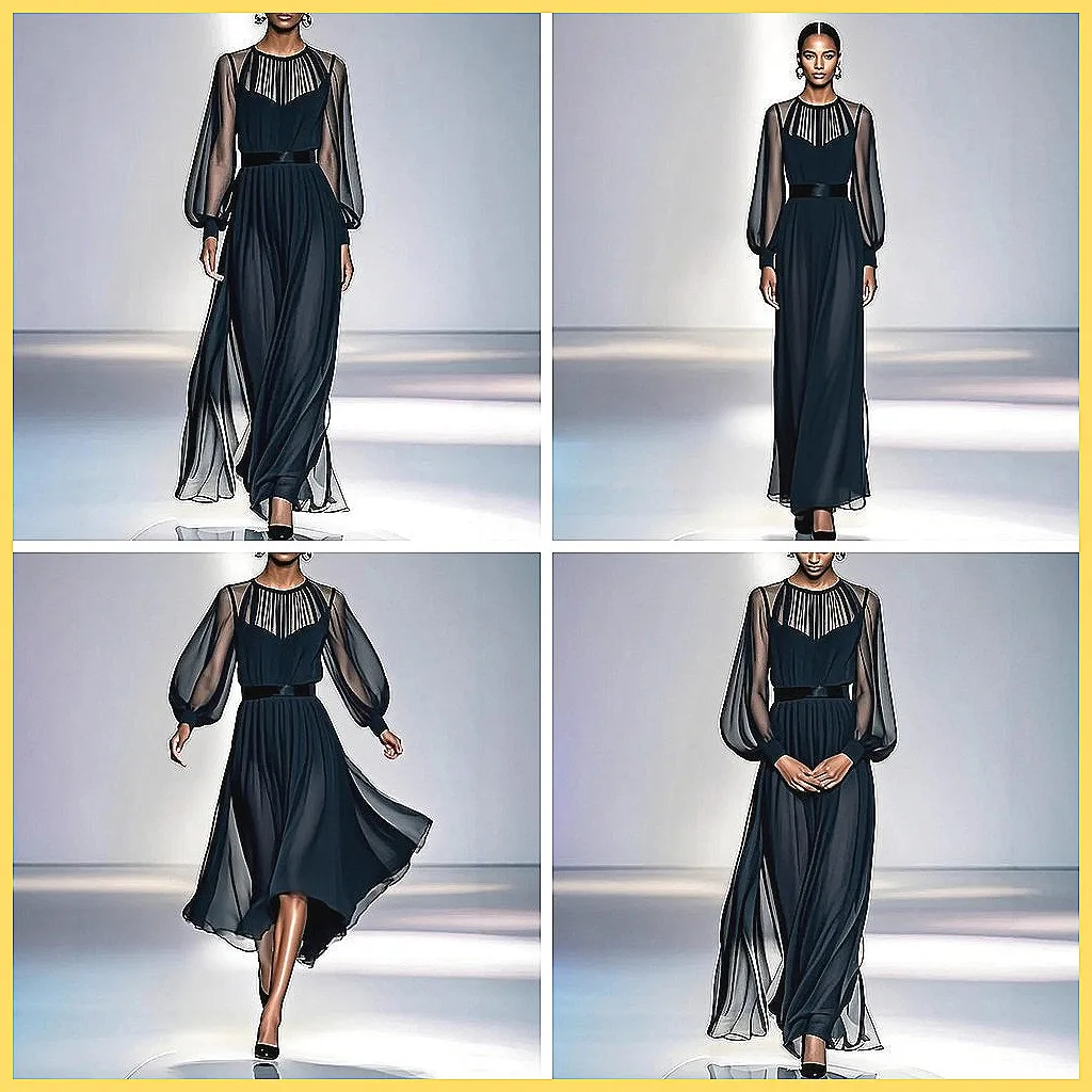 

Elegant French Long Evening Dress 2026 Spring Luxury Party Maxi Dress Solid Color Mesh Vestido