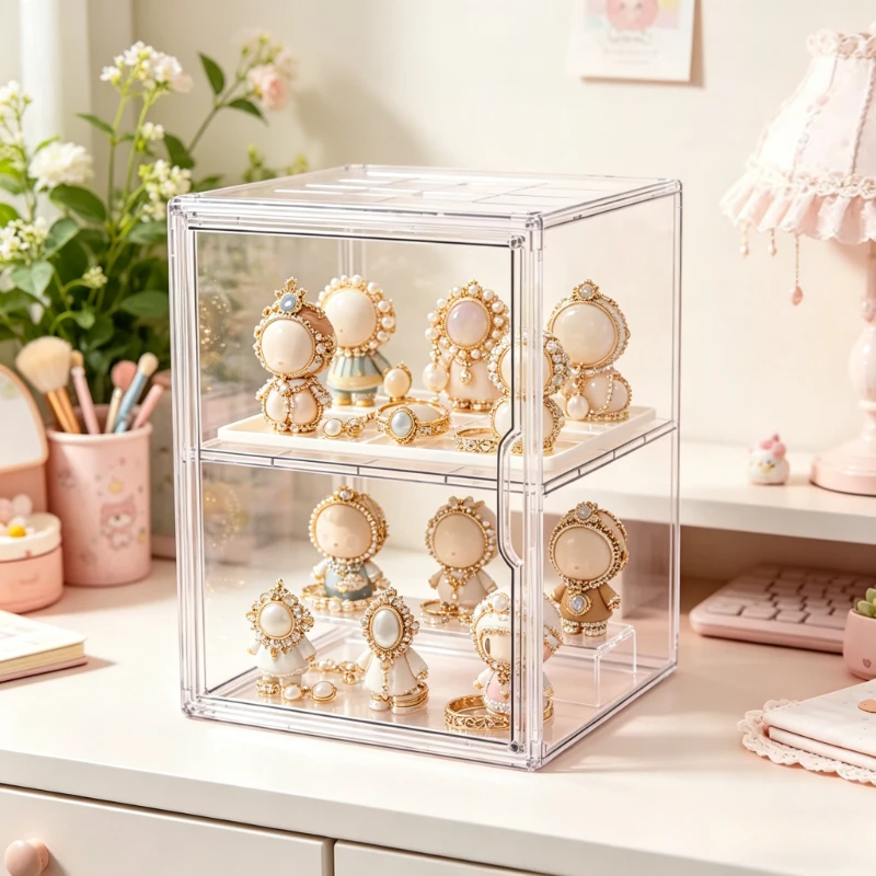 Dustproof Desktop Display Box, Transparent Organizer with Two Styles for Blind Box Figure Collection, Nice Gift