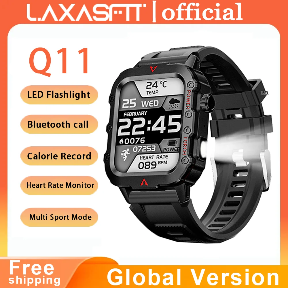

LAXASFIT новые мужские спортивные умные часы 1,71, сенсорный экран, Bluetooth-разговорные часы, мультиспортивный режим, светодиодный фонарик, уличные умные часы