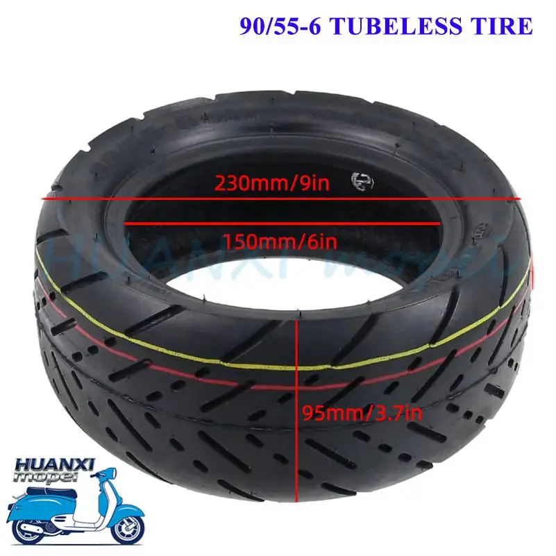 

90/55-6 Electric Scooter Tubeless Tire High Traction Anti-Skid Vacuum Tyre Durable Replacement for Ninebot Kugoo Speedway Inokim Scooter