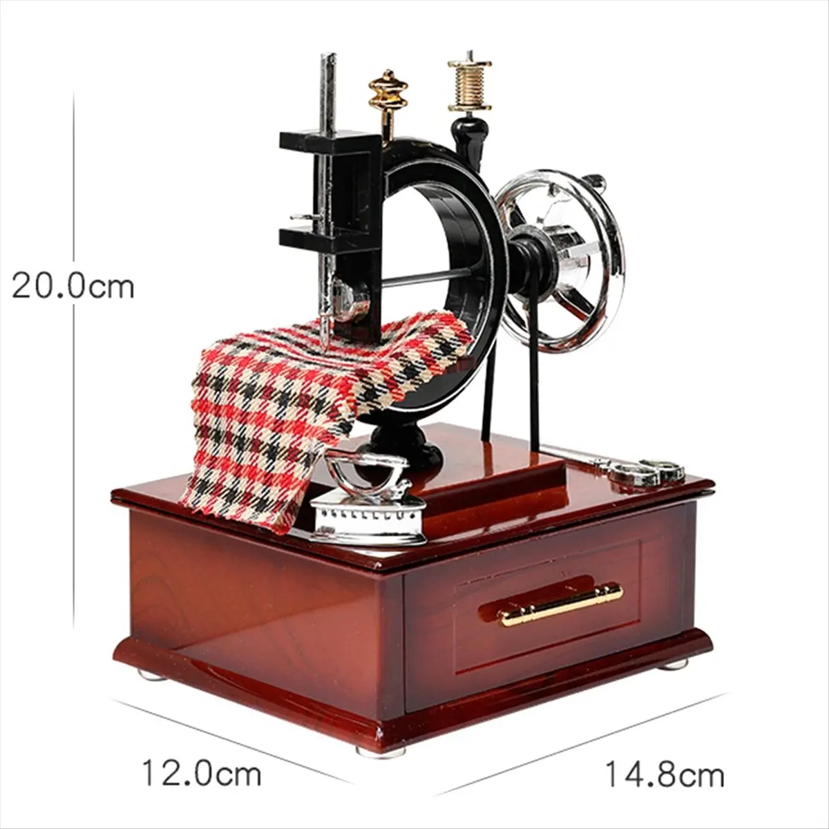 

(LBER) Sewing Machine Shaped Music Box, Vintage Mini Retro Style Sewing Clockwork, Musical Box for Desktop Decoration