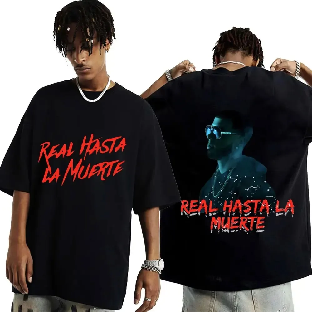 2024 Rapper Anuel AA Real Hasta La Muerte Print T-shirt Hip Hop Oversized Short Sleeve T Shirt Men Women Fashion Cotton T Shirts