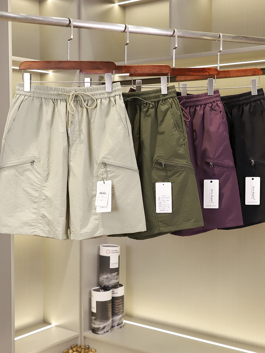 

Outdoor Men's Functional Waterproof Tear-Resistant Multi-ket Zipper Thin Workwear Five-Part Pants orts Youth Summer Casual