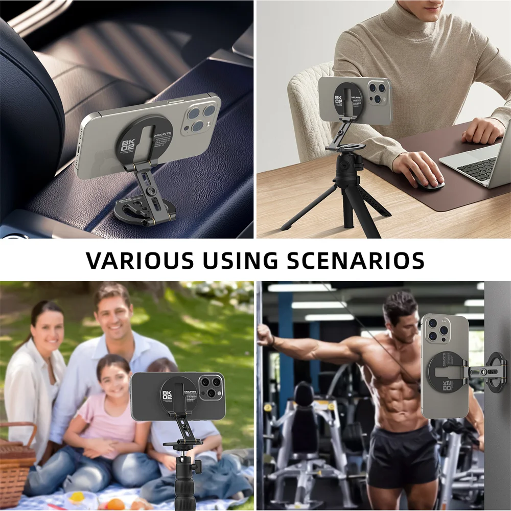 Dual Magnetische Telefoon Houder voor Statief/Camera/Reizen Vliegtuig Stand Ultradunne 1/4 "Schroef Statief Mount voor Iphone 16-12 Android