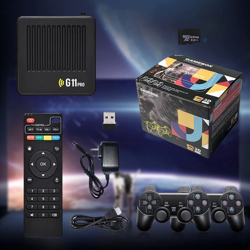 صندوق ألعاب G11 Pro Retro مدمج في 10000+ ألعاب ريترو التوصيل والتشغيل مخرج 4K HDMI متوافق مع وحدات تحكم مزدوجة لاسلكية 2.4G